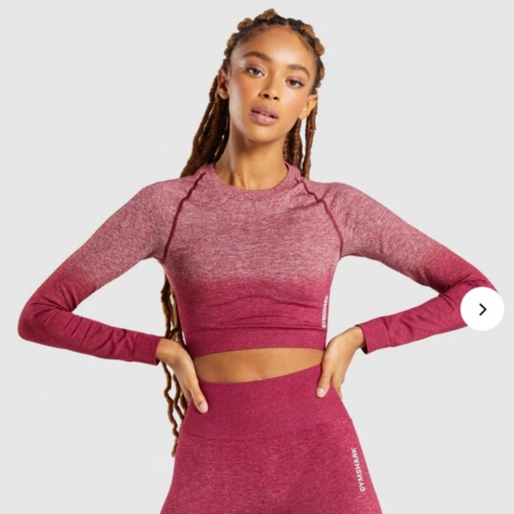 Gymshark Adapt Ombre Seamless Crop Top Burgundy Red